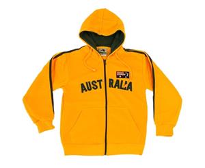 Kids Zip-up Hoodie Jacket Jumper Australia Day Souvenir - Green & Gold