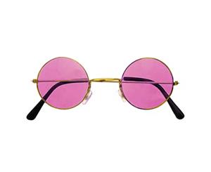 Lennon 1960s Hippie Glasses - Pink Tint Gold Frames