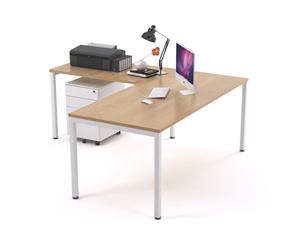Litewall 2000 - Manager Desk L-Shaped White Square Leg Office Furniture [1800L x 1550W] - maple none