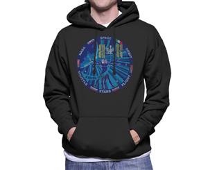 NASA ISS Expedition 37 Mission Badge Distressed Men's Hooded Sweatshirt - Black