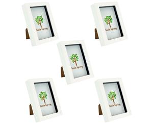 Nicola Spring Box Picture Glass Photo Frame Standing & Hanging - White - for 4x6" (10x15cm) Photos - Pack of 5
