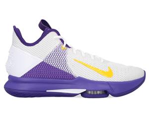 Nike Men's LeBron Witness IV Basketball Shoes - White/Amarillo-Field Purple