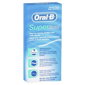 Oral B Superfloss Dental Floss Pre-Cut Strands 50 pack