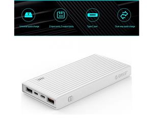 Orico K10000 10000mAh USB-A & Type-C & Micro B QC3.0 Smart Power Bank - White - K10000-WH