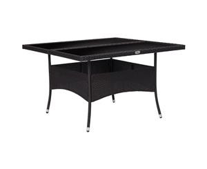 Outdoor Dining Table Black Poly Rattan and Glass Outdoor Dinner Table