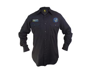 Parramatta Eels NRL LONG Sleeve Button Work Shirt BLACK