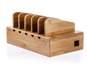 Prosumer's Choice Natural Bamboo Charging Station Rack for Smartphones and Tablets