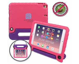 Pure Sense Buddy [ANTI-MICROBIAL KIDS CASE] Child Proof case for iPad Mini 4 | Rugged Cover with Stand Handle Shoulder Strap | A1538 A1550 (Pink)