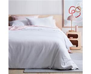 Quilt Cover Set - King Bed - Palazzo Linea 1000TC Crisp White with Heavenly Pink Stripe