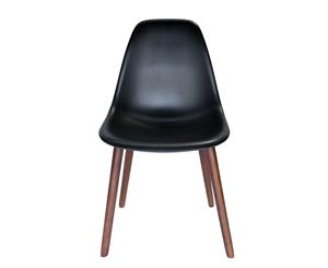 Replica Eames DSW Hal Inspired Chair | Plastic Seat | Walnut Legs - Black
