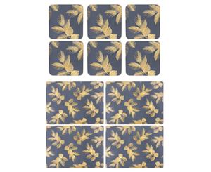 Sara Miller Etched Leaves Navy Placemats and Coasters Set
