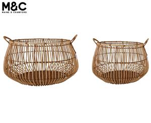 Set of 2 Maine & Crawford Aesha Rattan Bulb Storage Baskets