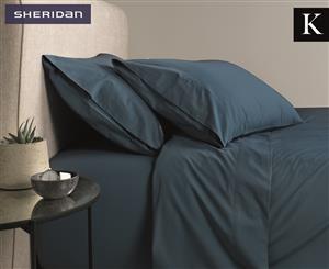 Sheridan 300TC Percale King Bed Sheet Set - Petrol