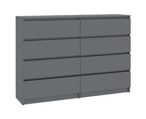 Sideboard High Gloss Grey 140x35x79cm Chipboard Buffet Server Cupboard