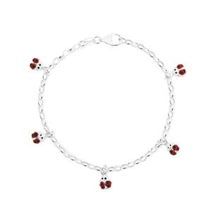Silver 18cm Enamel Ladybird Bracelet