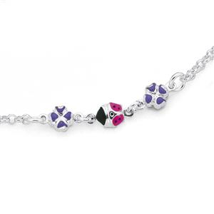 Silver Lavender & Pink Enamel Ladybird Bracelet