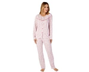 Slenderella PJ4114 Jersey Floral Cotton Pyjama Set - Pink