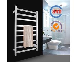 Square Chrome Electric Heated Towel Rack Rail Holder Bath Warmer 9 Bars