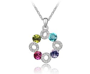 Swarovski Crystal Elements Necklace - Happiness Sky Wheel- 18k White Gold Plate - Valentine's Day Gift Idea - Rainbow