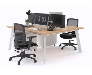 Switch - 2 Person Workstation White Frame [1200L x 800W] - maple black perspex