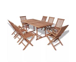 Teak Outdoor Dining Set Table Folding Chairs 9 Piece Garden Furniture