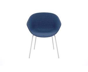 Teddy Fabric Tub Chair - 4 Legged White - blue upholstered