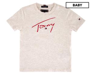 Tommy Hilfiger Baby Boys' Tommy Signature Short Sleeve Tee / T-Shirt / Tshirt - Eggnog Heather