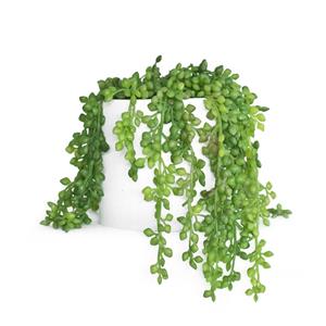 UN-REAL 17cm Artificial String Of Pearls Plant In White Pot