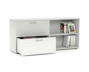 Uniform - Small 2 Drawer Open Filing Cabinet Silver Handle - white