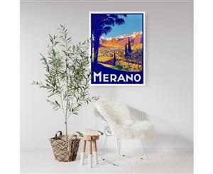 Vintage Merano Italy Travel Wall Art - White Frame