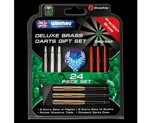 WINMAU Dart Board Deluxe Brass Darts 24 piece Gift Set