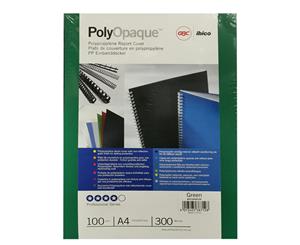 100pc GBC Binding Cover A4 Polypropylene Report Folder 300 Micron Cover Green