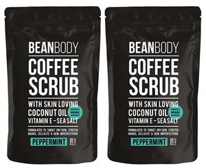 2 x Bean Body Coffee Scrub Peppermint 220g
