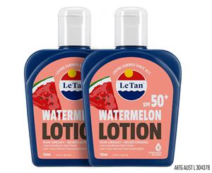 2 x Le Tan Watermelon SPF50+ Sunscreen Lotion 125mL