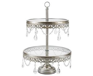 2-Tier Glass Top Cupcake Stand | Silver | Anastasia Collection CS308AS
