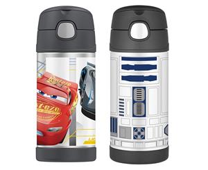 2pc Thermos Funtainer 355ml Insulated Stainless Steel Bottle Star Wars R2D2 Cars
