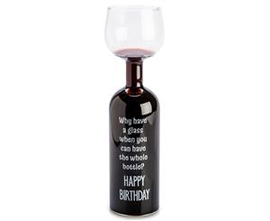 2x Wine Bottle Glass Holds 750ml Red White Wine Champange Birthday Novelty Gift