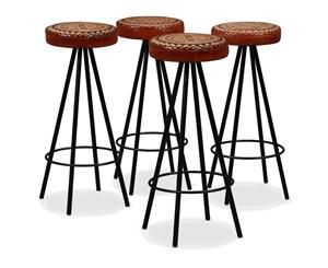 4x Bar Stools Genuine Leather and Canvas Dining Room Kitchen Chair