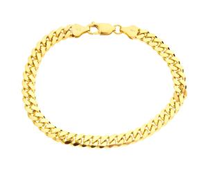 925 Sterling Silver Curb Chain Bracelet - MIAMI 6mm gold - Gold