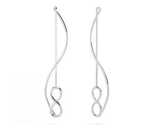 .925 Sterling Silver Infinity Dangle Earrings-Silver