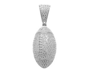 925 Sterling Silver Micro Pave Pendant - FOOTBALL - Silver