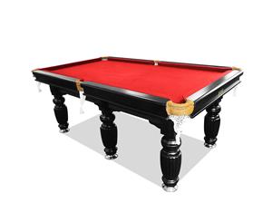 9FT Red Dark Stained Slate Pool / Snooker / Billiard Table Free Accessories Pack