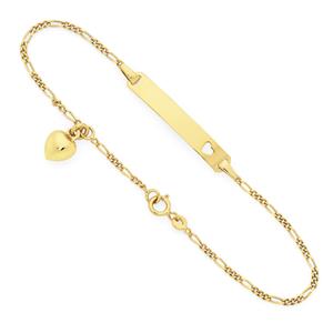 9ct Gold 16cm Figaro 3+1 I.D. Bracelet