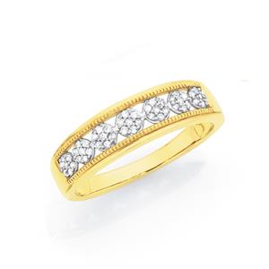 9ct Gold Diamond Cluster Band