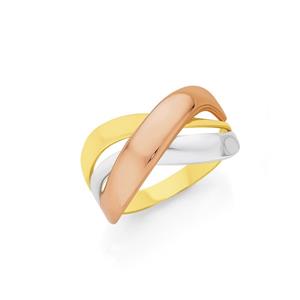 9ct Gold Tri Tone Intertwined Dress Ring