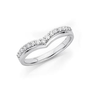 9ct White Gold Diamond Curved Band