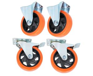 AB Tools 5" Fixed + Swivel with Brake Castors Wheel Roller Bearings 150kg Load 4pc