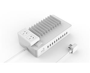 Aerocool ASA Charging Station 10 USB Ports Charger + 2 AC Outlets SS2A2AA White