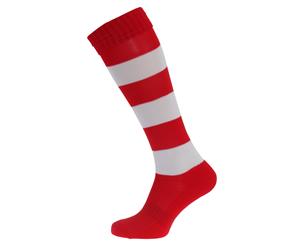 Apto Childrens/Kids Hooped Football Socks (Red/White) - K365