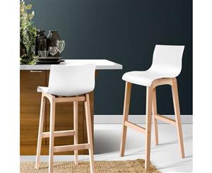 Artiss 2x Bar Stools Wooden Bar Stool Dining Chairs Kitchen Timber White